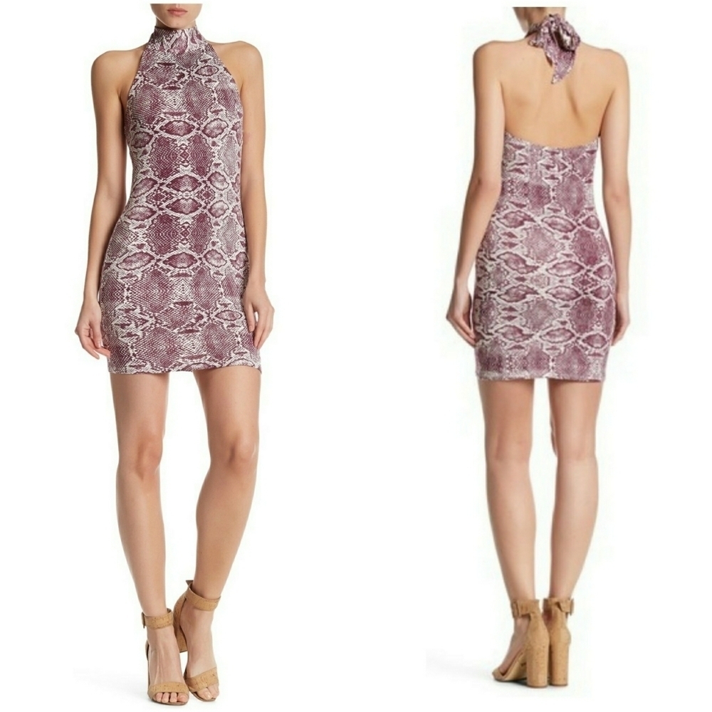 RACHEL PALLY // super buttery soft currant viper print halter bodycon mini dress